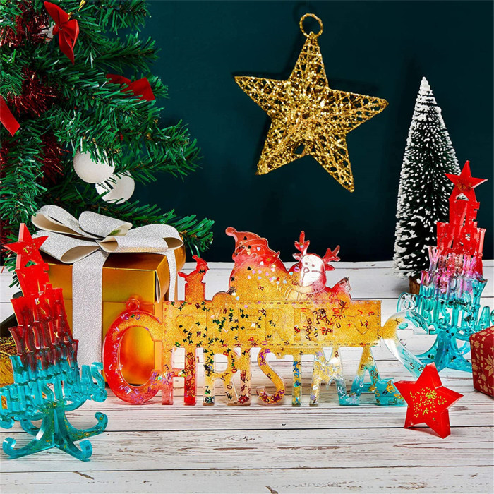 Merry Christmas Santa - Epoxy Resin Molds, Silicone Resin Molds. Xmas Tree Ornament Silicone Molds for Creative & Idle Christmas Decorations