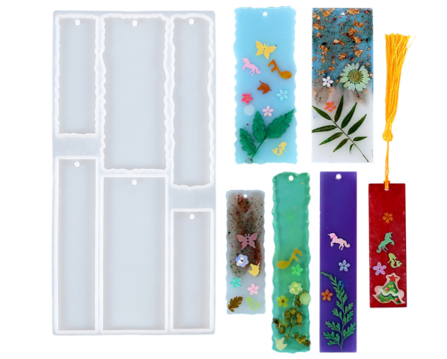 Bookmark Mold for Resin Casting, Rectangle Resin Silicone Bookmark Mold for DIY Bookmark Pendants Keychain School Graduation Present Gifts Art Craft