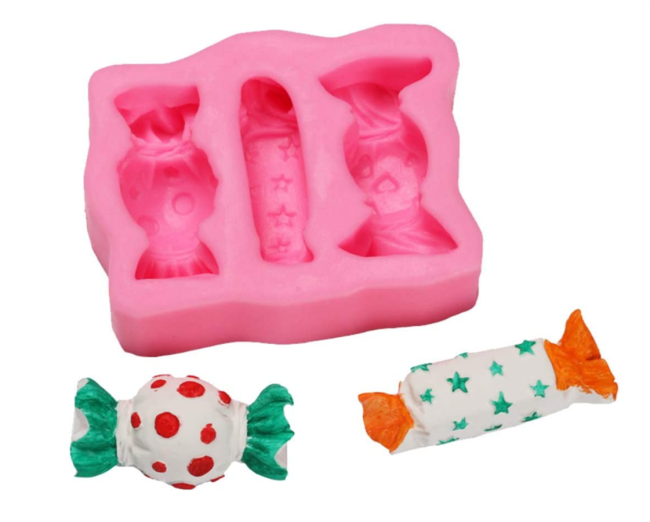 3-Hole Cute Mini Sweet Candy Shape Silicone Mold for DIY Chocolate Candy Fondant Cake Decor Soap Candle Wax Crayon Melt Plaster Resin Tool