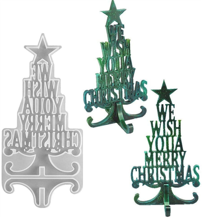 Christmas Tree Silicone Resin Mold, 3D Christmas Tree Letter Crystal Epoxy Casting Mold for Jewelry Making Ornament Decor, Home Decoration, Christmas Party Supplies Gifts