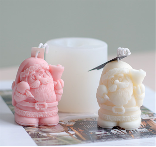 Christmas Silicone Candle Mould Santa Claus 3D Soap Mold Aroma Candle Gypsum Mold Chocolate Molds for Xmas Home Decor(Random color)