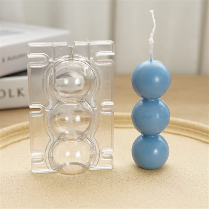 Round Balls Plastic Candle Mold 3 Balls Shape Crystal Epoxy Production Mould Creative Table Ornaments Making Supplies Plastic Candle Making molds