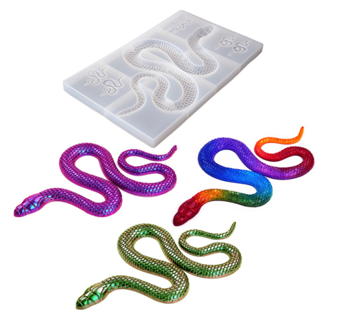 Large Snake Epoxy Casting Mold for Wall Hanging,Home Decoration, with 6 Small Serpent Earring Mold for Jewelry DIY Epoxy Mold for Earring, Keychain Crafts Decoration Making