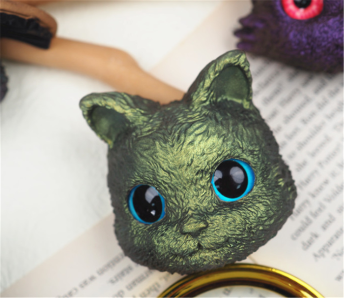 Halloween Witch Resin Mold Cat Crystal Epoxy Resin Mold Lolita Demon Cat Head Frosted Silicone Mold