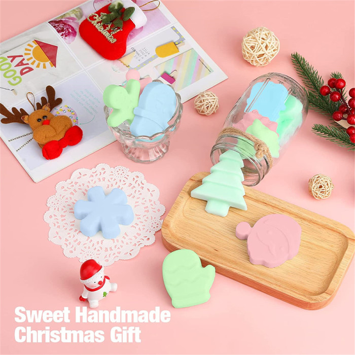 Christmas Silicone Mold with 6 Shapes, Christmas Glove Pattern Large Size Soap Molds Holiday Silicone Molds, Chocolate Bomb Molds Christmas Baking Mold for Homemade DIY
