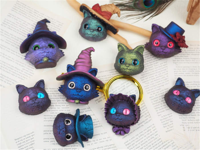 Halloween Witch Resin Mold Cat Crystal Epoxy Resin Mold Lolita Demon Cat Head Frosted Silicone Mold