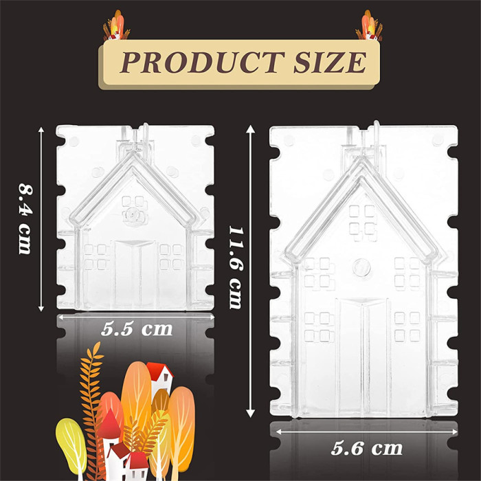 2 Pcs House Candle Acrylic Molds, Acrylic Villa Wooden House Candle Making Mold, Plastic Handmade Candles Scented Handcraft Molds for Candle/Soap/Bath Bomb Making, 2 Sizes
