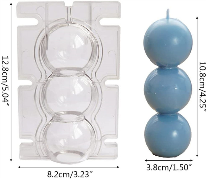 Round Balls Plastic Candle Mold 3 Balls Shape Crystal Epoxy Production Mould Creative Table Ornaments Making Supplies Plastic Candle Making molds