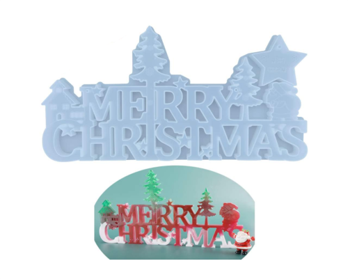 Christmas Silicone Resin Mold, 3D Merry Christmas Letter Molds, Merry Christmas Word Sign Epoxy Resin Pendant Mold  Christmas Hanging Decorations for Door & Wall