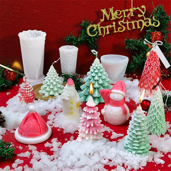 Candle Molds- Christmas Theme Series, Christmas Tree,  DIY Candle Making Molds, Resin Molds, Chocolate Mold