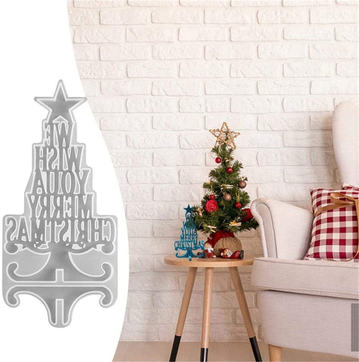 Christmas Tree Silicone Resin Mold, 3D Christmas Tree Letter Crystal Epoxy Casting Mold for Jewelry Making Ornament Decor, Home Decoration, Christmas Party Supplies Gifts