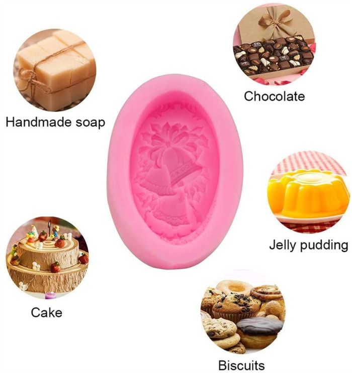 Christmas Bell Handmade Soap Silicone Mold, Chocolate, Candy, Pudding, Artistic Creation and Cake Decoration Foundant Silicone Mold