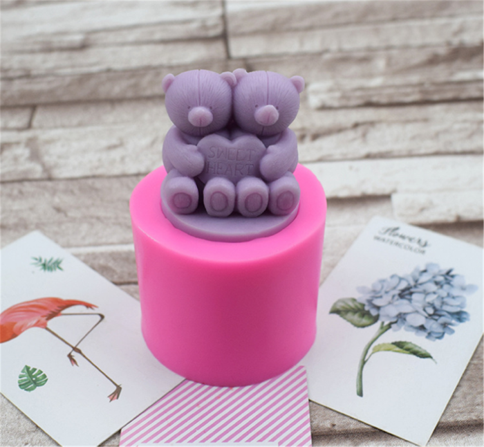 3D Bear Shape Silicone Molds Fondant Cake Border Moulds Chocolate Mould Cake Decorating Tools Kitchen Baking Accessories Silicone Candle molds for Wax Melts