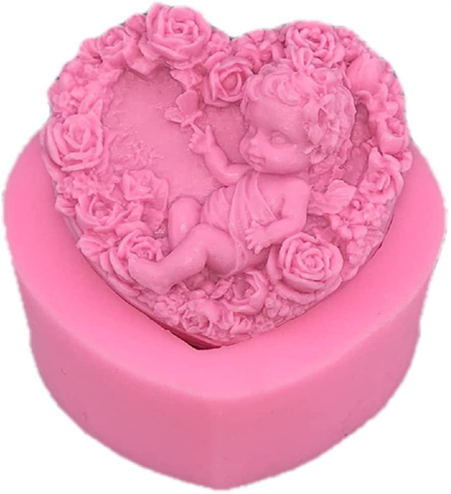 Heart Design Soap Molds, Baby Angel Silicone Soap Molds, Rose Flower Molds for Soap Making
