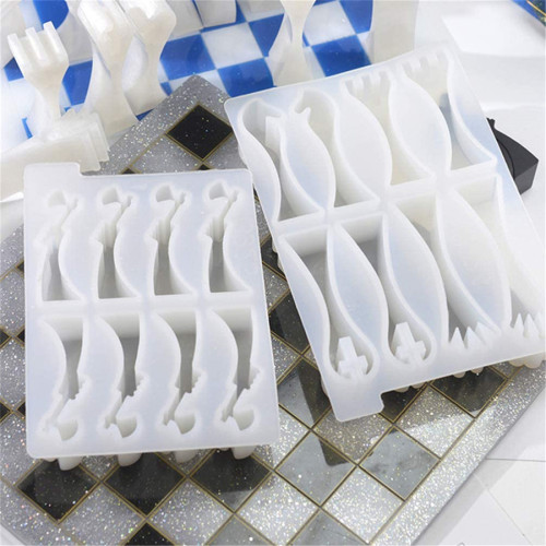 1 Set International Chess Molds with 1pc King Mold 1pc Soilder Mold 3D International Chess Pieces Molds Epoxy Casting Molds for DIY Craft