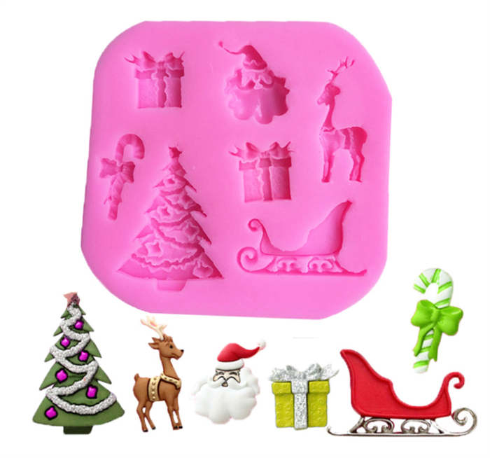 Christmas  Theme Small Silicone Molds Mini Cake Fondant Molds Cake Decorating Mold,Gummy Sugar Chocolate Candy Cupcake Mold Fondant Mold gumpaste