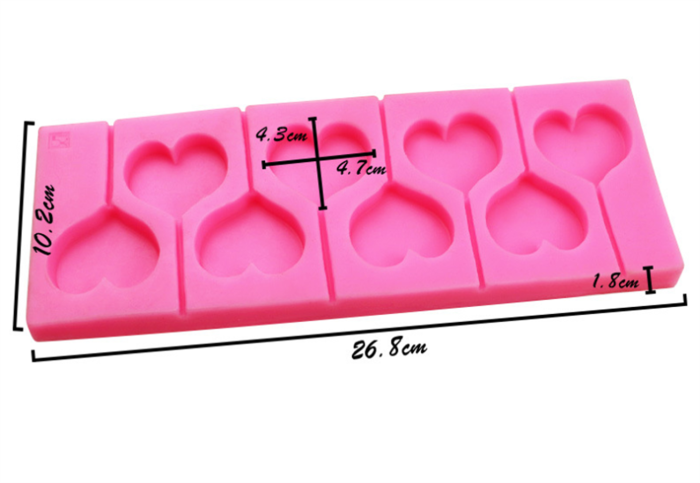 Heart Shaped Silicone Lollipops Chocolate Mold Candy Cake Baking Mold Cake Decorating Pastry Mould with 8 Holes