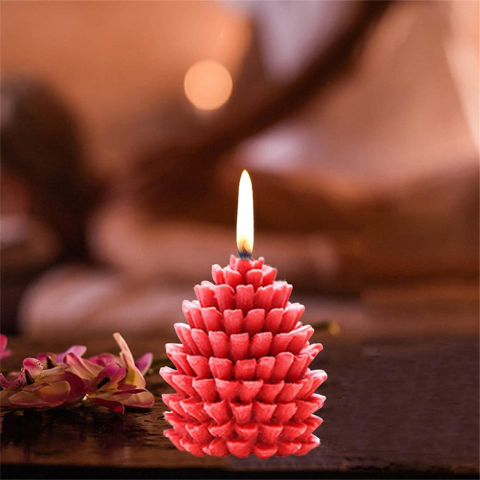 3D Christmas Pine Cones Candle Molds, Pinecone Cake Mold, Silicone Candle Mold Clay Craft Mold for Candle Making Chocolate Cake Decoration Tool