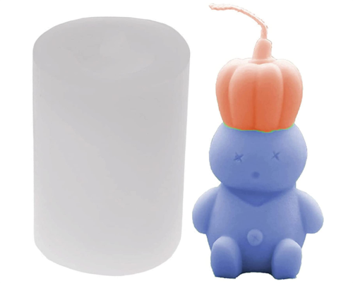 3D Pumpkin Molds Cute Pumpkin Man Silicone Mold Halloween Pumpkins Candy Fondant Mousse Cake Chocolate Baking Moulds Candle Soap Making Tool for Fall Harvest Thanksgiving Party Supplies