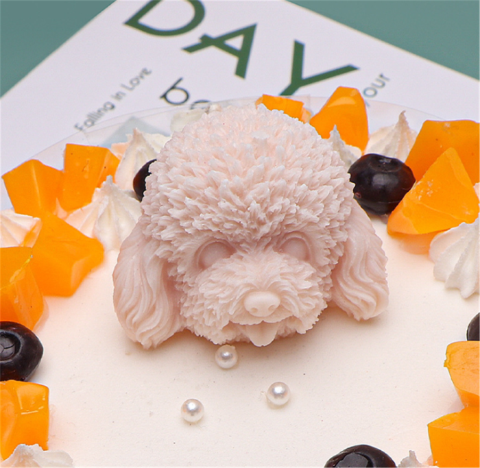 Teddy Dog Head Silicone Mold, 3D Cute Puppy-Head Candle Mold, Poodle Chocolate Fondant Mold, Animal Shape Ornaments Making Tool, Cake Baking Mold for Aroma Soap Resin Plaster Wax Craft Clay