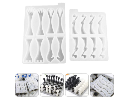 1 Set International Chess Molds with 1pc King Mold 1pc Soilder Mold 3D International Chess Pieces Molds Epoxy Casting Molds for DIY Craft