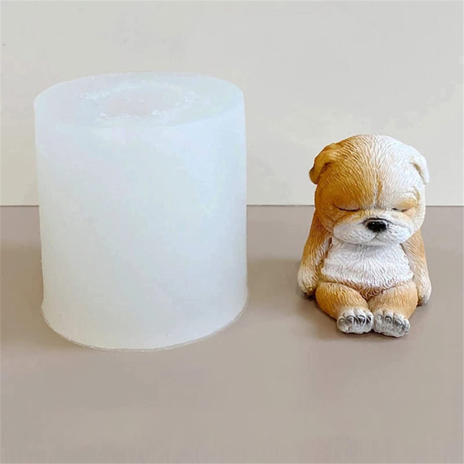 Creative Sleepy Dog Candle Mold, Cute Sleeping Dogs Chocolate Mold, Sitting Puppy Clay Moulds, Special Animal Shape Fondant Moulds for Soap Resin Bath Bomb