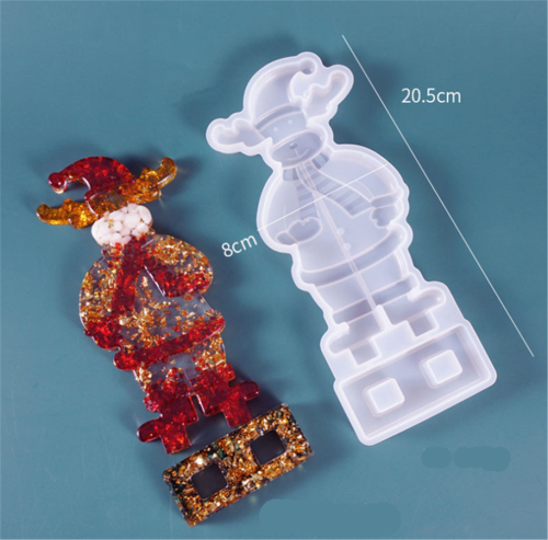 4 Pc Xmas Resin Molds Crystal Christmas Tree Silicone Mold  Santa Claus Snowman Elk Epoxy Casting Molds for DIY Home Table Decoration