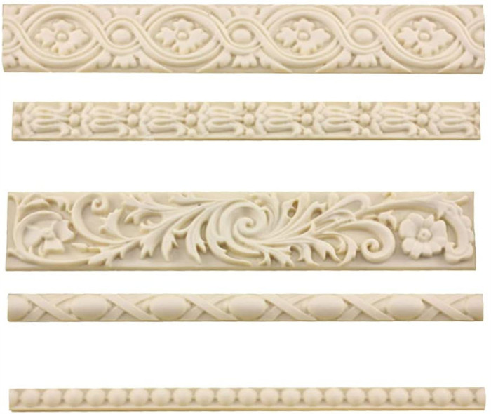 DIY Baroque Scroll Relief Cake Border Silicone Molds, Baroque Style Curlicues Scroll Lace Fondant Silicone Mold, European Frame Cake Decorating Tools, Relief Flower Lace Mould Mat(Random color)