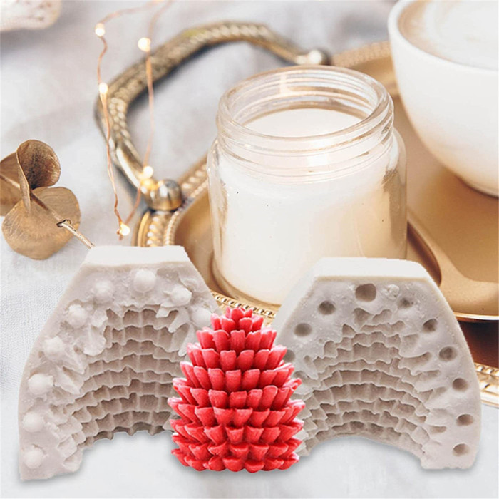 3D Christmas Pine Cones Candle Molds, Pinecone Cake Mold, Silicone Candle Mold Clay Craft Mold for Candle Making Chocolate Cake Decoration Tool