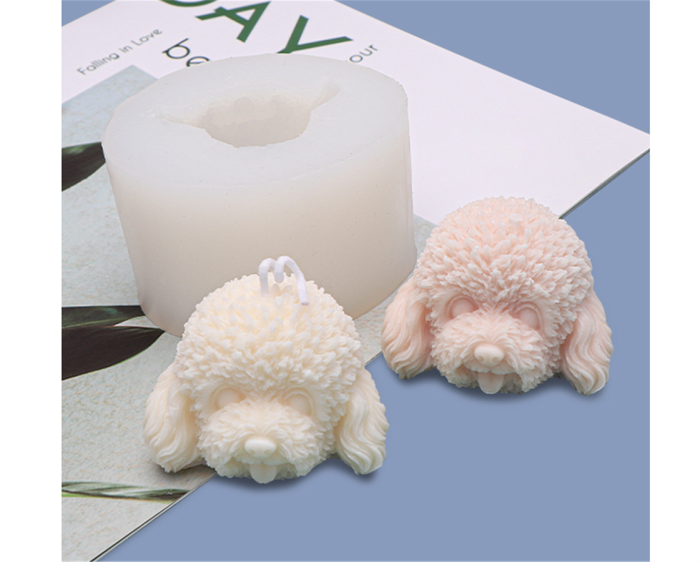 Teddy Dog Head Silicone Mold, 3D Cute Puppy-Head Candle Mold, Poodle Chocolate Fondant Mold, Animal Shape Ornaments Making Tool, Cake Baking Mold for Aroma Soap Resin Plaster Wax Craft Clay