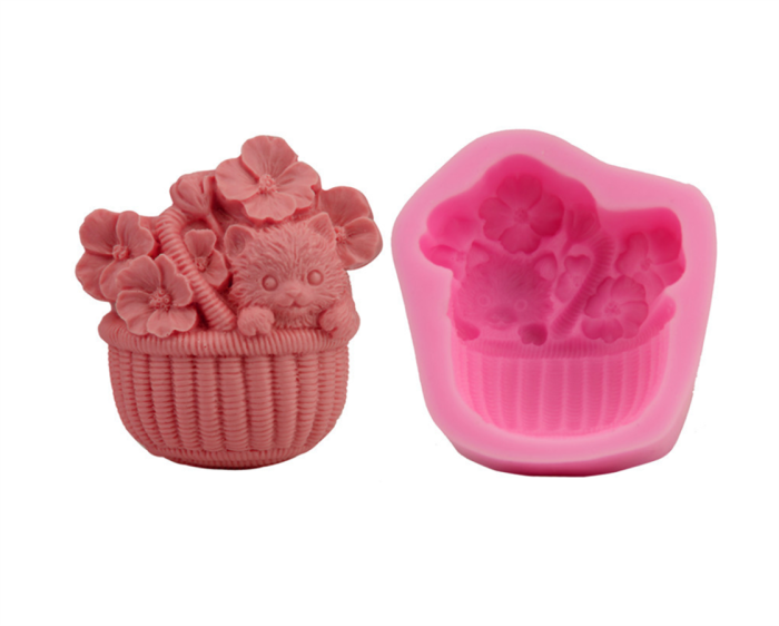 Silicone Molds Cute cat, cat in The Basket Craft Art Silicone Soap Mold, Animals Craft Molds DIY Handmade Soap Molds