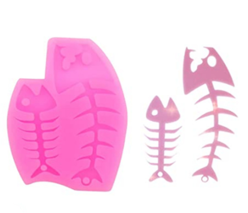 Fish Skeleton Bone Mold Resin Silicone Mould DIY Craft Key Chain Molds Keychain Pendants Epoxy Resin Casting Mold Jewellery Making Molds Keyring Tag Polymer Clay Moulds
