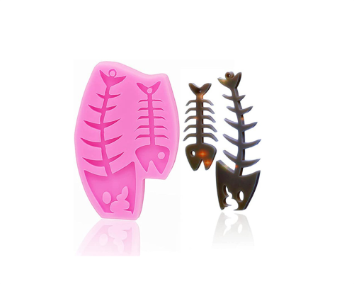 Fish Skeleton Bone Mold Resin Silicone Mould DIY Craft Key Chain Molds Keychain Pendants Epoxy Resin Casting Mold Jewellery Making Molds Keyring Tag Polymer Clay Moulds