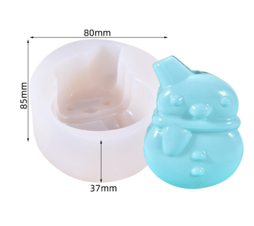 3D Christmas Snowman Candle Mold Silicone Soap Making Mould Fondant Candy Cake Chocolate Decorating DIY Baking