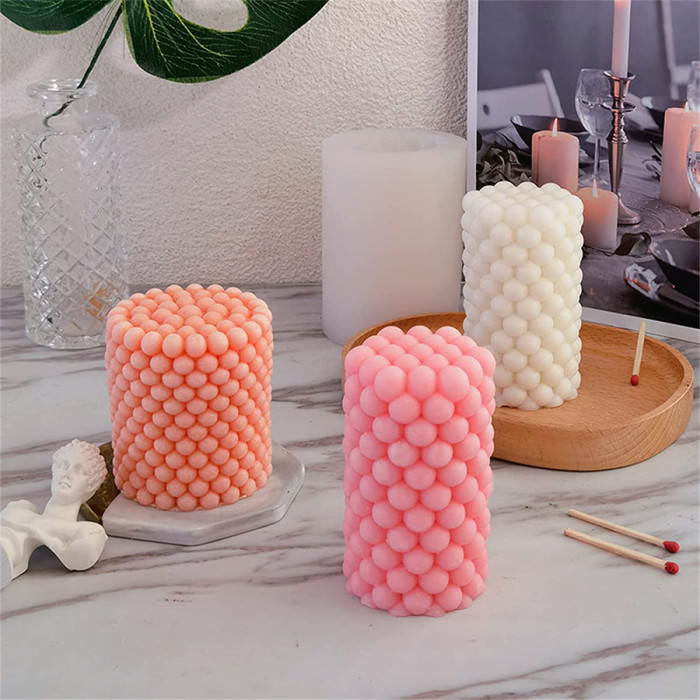 Candle Molds, Pillar Candle Molds Silicone, Bubble Candle Molds for Candle Making, DIY Aromatherapy Candles, Wax, Soaps, Polymer Clay