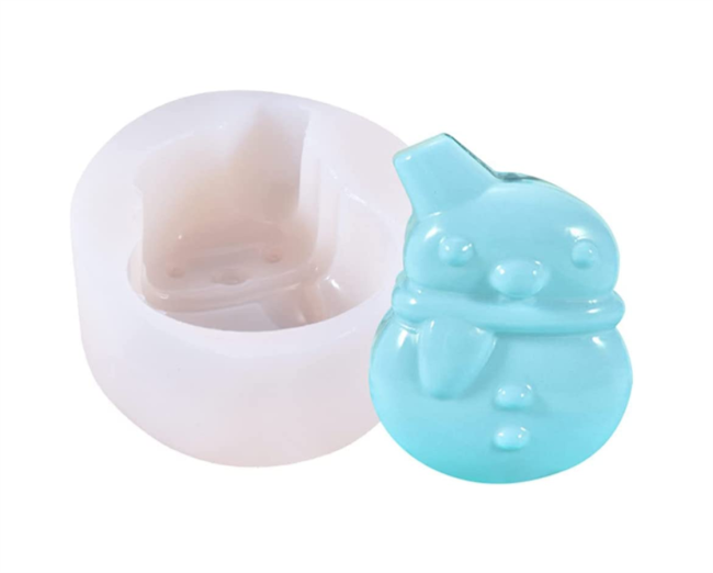 3D Christmas Snowman Candle Mold Silicone Soap Making Mould Fondant Candy Cake Chocolate Decorating DIY Baking
