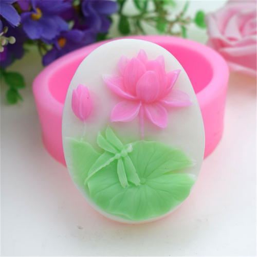 Cute 3D Lotus Pond Leaf Dragonfly Manual Soap Dye Cake Model Baking Silicone Mold Women Baking Square Round Decor