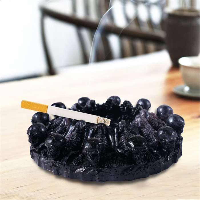 Skull Ashtray Resin Mold Skull Silicone Skeletons Jewelry Storage Round Box Mold for DIY Epoxy Resin Halloween Candlestick Home Decoration