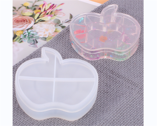 Silicone Box Molds Apple Storage Box with Lid Epoxy Resin Molds for Storage Jewelry Trinket Earring