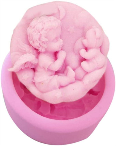 Angel Baby Bear Star Moon Silicone Fondant Molds DIY Cake Decorating Supplies Bakeware Baking Tools Round Handmade Soap Plaster Mold Gummy Chocolate Pudding Biscuit Sugar Craft Mould