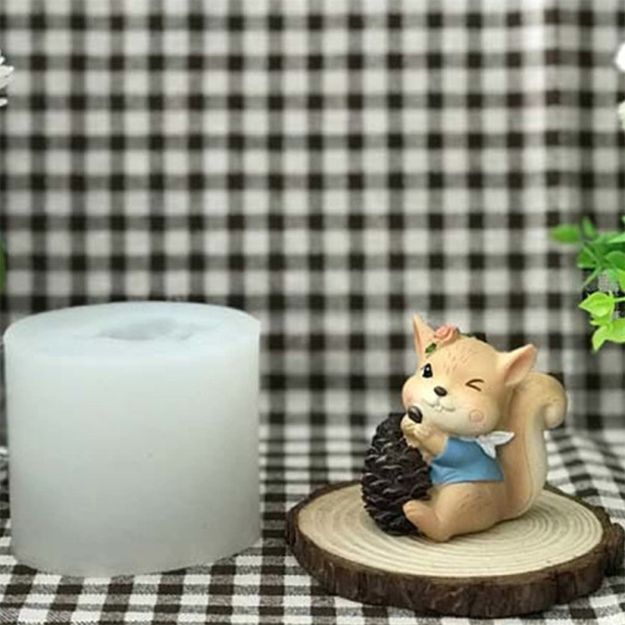 3D Animal Squirrel Silicone Mold Aromatherapy Candle Crystal Epoxy Plaster Mould
