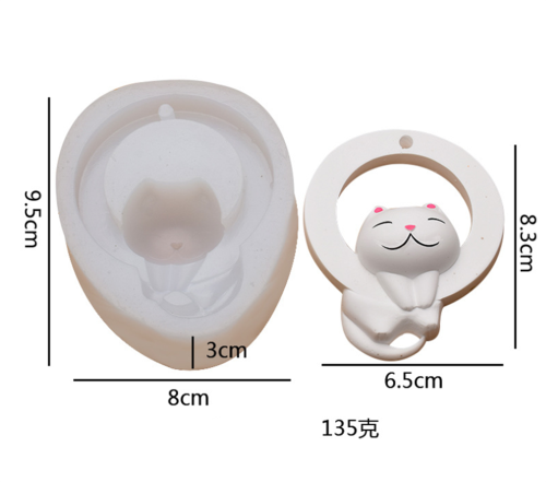 Ring smile cat mold is used to make dripping glue, soft pottery, key chain, jewelry pendant, ultra light clay decoration, mobile phone pendant, gypsum, resin, sugar cake decoration, relief modeling, etc