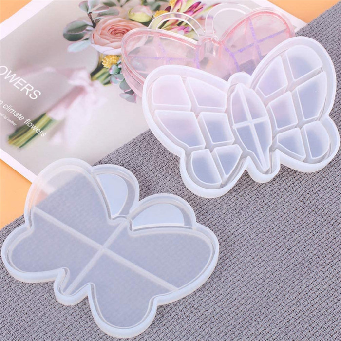 Silicone Box Molds Butterfly Storage Box with Lid Epoxy Resin Molds for Storage Jewelry Trinket Earring