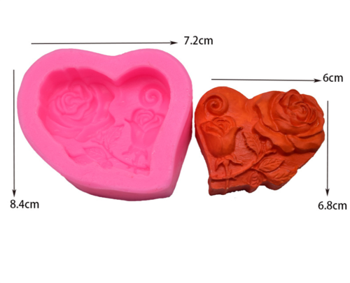 3D Rose Candle Molds Heart Shape Rose Flower Silicone Molds for Making DIY Homemade Beeswax Candles Silicone Soap Mold Rose Wax Melt Mould Epoxy Resin Molds Candle Making Mold Candle Mold
