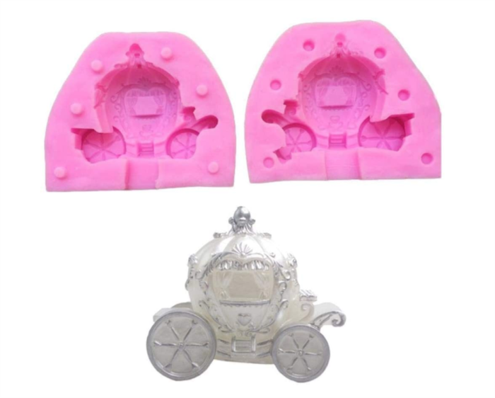 3D Pumpkin Carriage Silicone Candle Mold Fondant Wedding Cake Decorating Tools Chocolate Mould Resin Clay Soap Molds