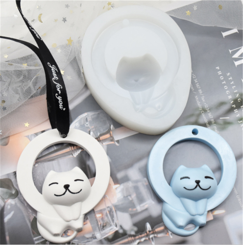 Ring smile cat mold is used to make dripping glue, soft pottery, key chain, jewelry pendant, ultra light clay decoration, mobile phone pendant, gypsum, resin, sugar cake decoration, relief modeling, etc