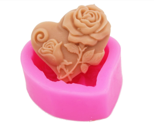 3D Rose Candle Molds Heart Shape Rose Flower Silicone Molds for Making DIY Homemade Beeswax Candles Silicone Soap Mold Rose Wax Melt Mould Epoxy Resin Molds Candle Making Mold Candle Mold