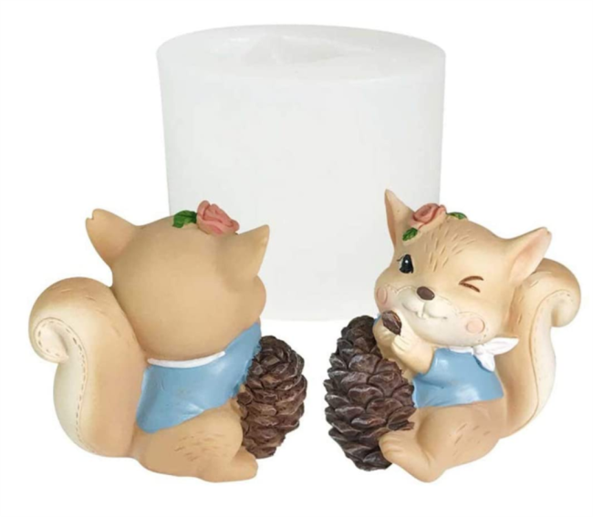 3D Animal Squirrel Silicone Mold Aromatherapy Candle Crystal Epoxy Plaster Mould