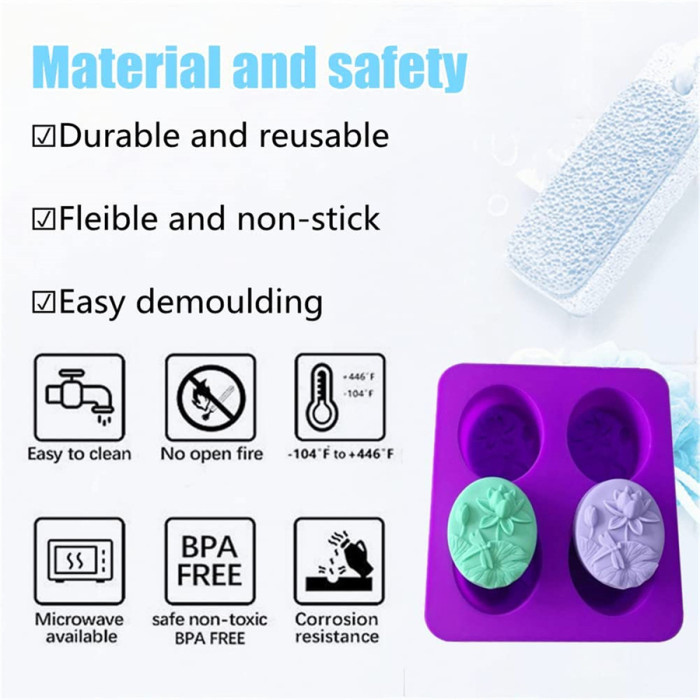 4 Cavity Dragonfly Lotus Silicone Molds Oval Cake Soap Mold Tray Pan Mousse Pudding Fondant Chocolate Cookie Sugar Craft Mould DIY Cake Decorating Baking Tools