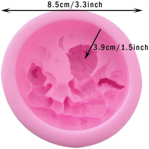 Angel Baby Bear Star Moon Silicone Fondant Molds DIY Cake Decorating Supplies Bakeware Baking Tools Round Handmade Soap Plaster Mold Gummy Chocolate Pudding Biscuit Sugar Craft Mould